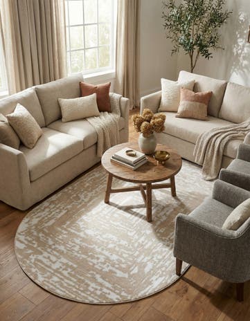 White Bone Hermitage Oval Rug