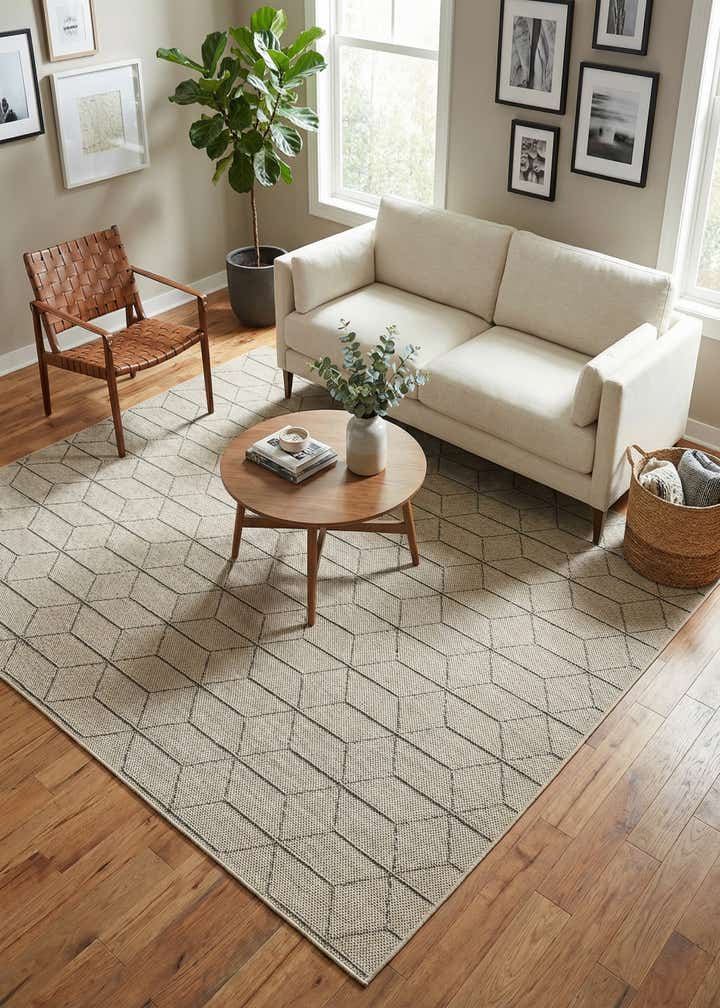 7' 10 x 10' Easy-Clean Trellis Indoor / Outdoor Rug