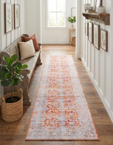 Rust Red Washable Timeless Runner Rug