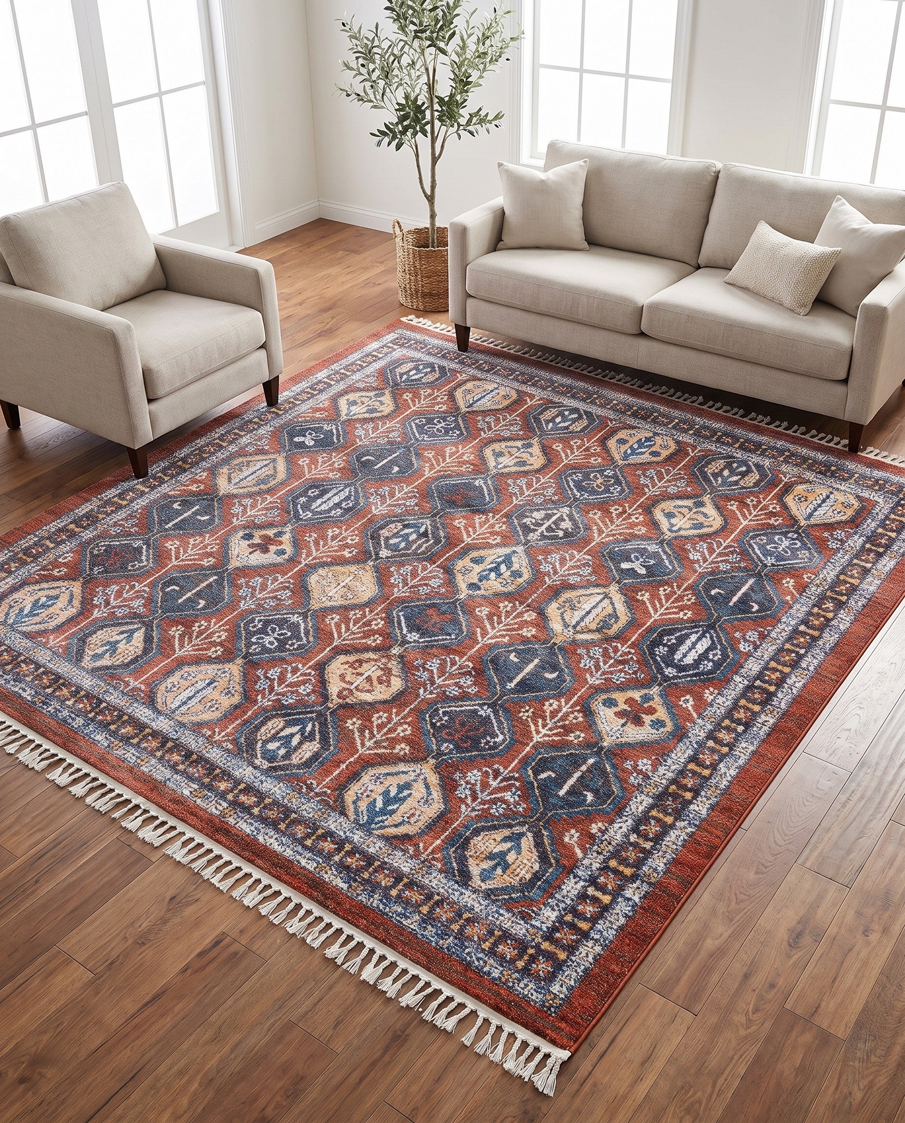 Rust Red Aramis Square Rug