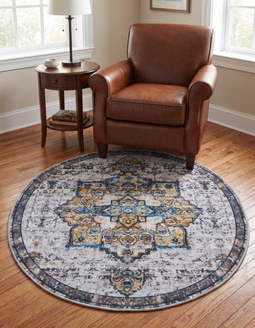 Sea Salt White Renaissance Round Rug