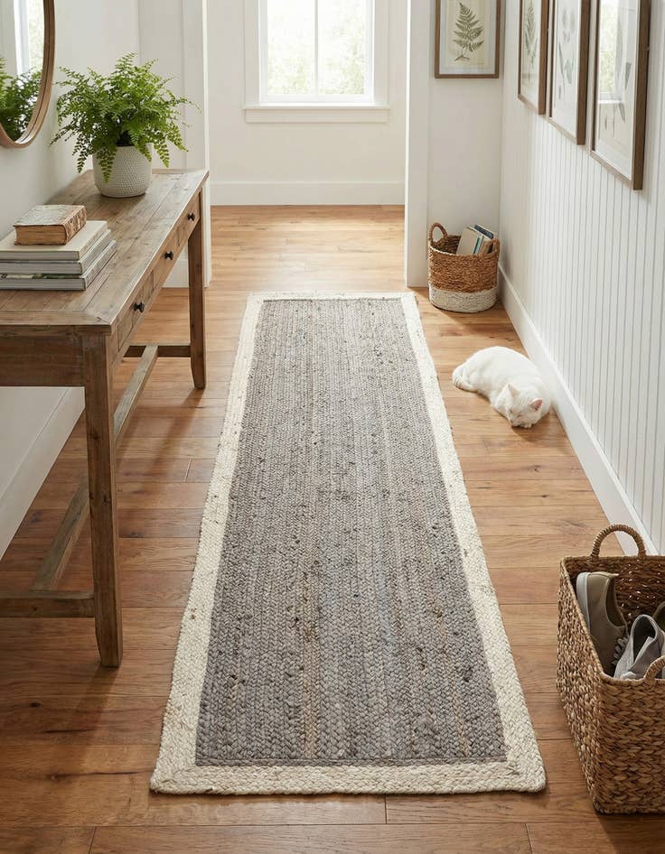 Detail image of  2' x 8'  Hand Braided Jute Runner Rug