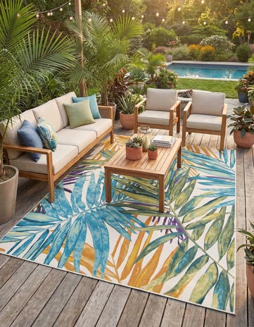 9' x 12' Easy-Clean Botanical Indoor / Outdoor Rug