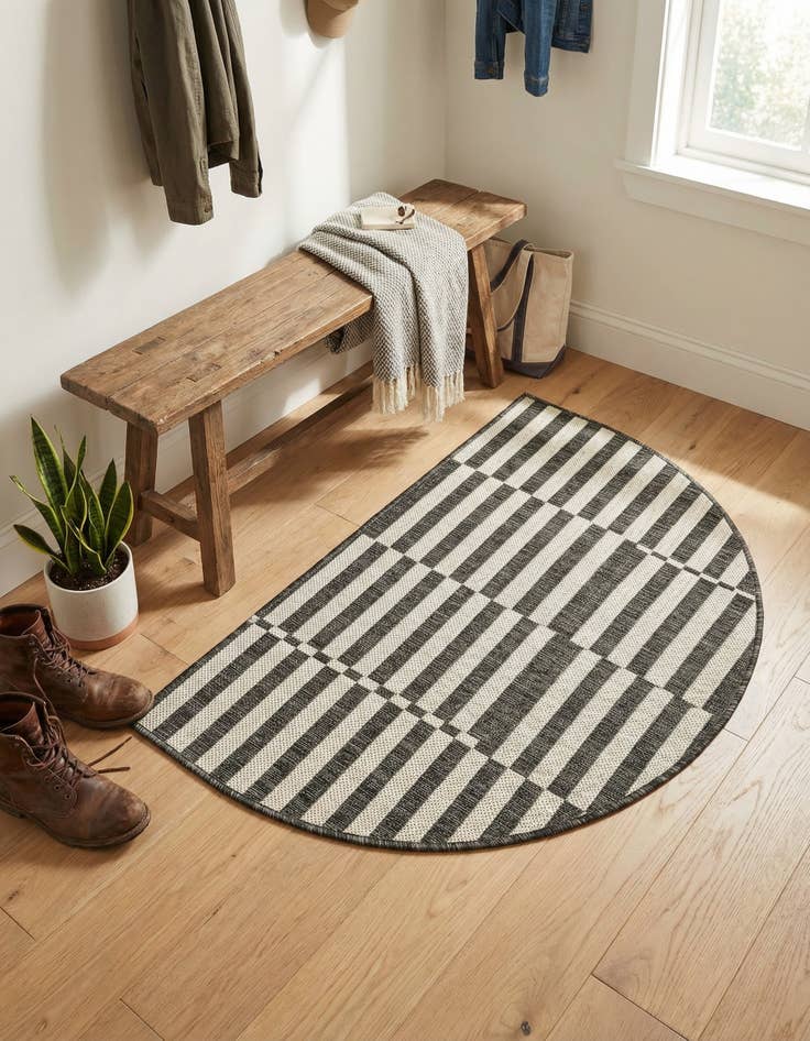 Detail image of 2' 2 x 3' 7  Washable Striped Indoor / Outdoor Hearth Rug