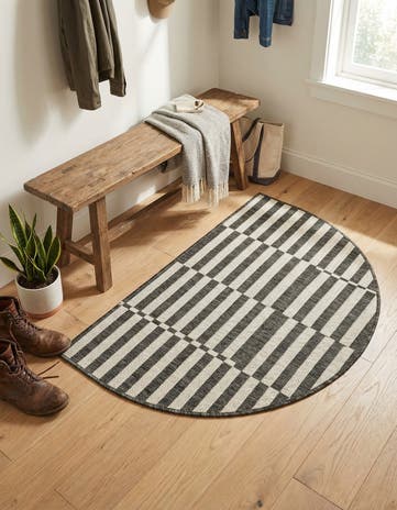 Charcoal Easy-Clean Ribbon Indoor / Outdoor Hearth Rug