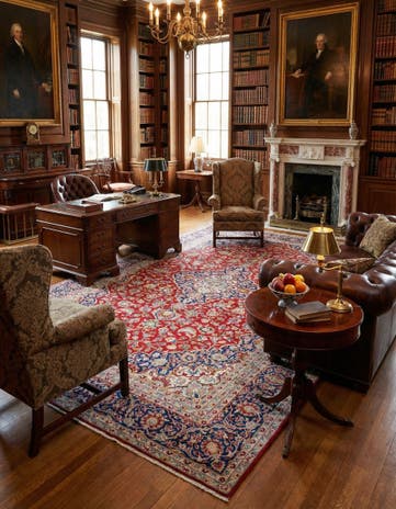 9' 2 x 13' Hand Knotted Kashan Persian Wool Rug