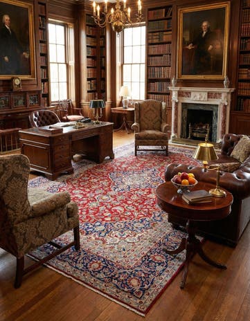 9' 2 x 13' Hand Knotted Kashan Persian Wool Rug