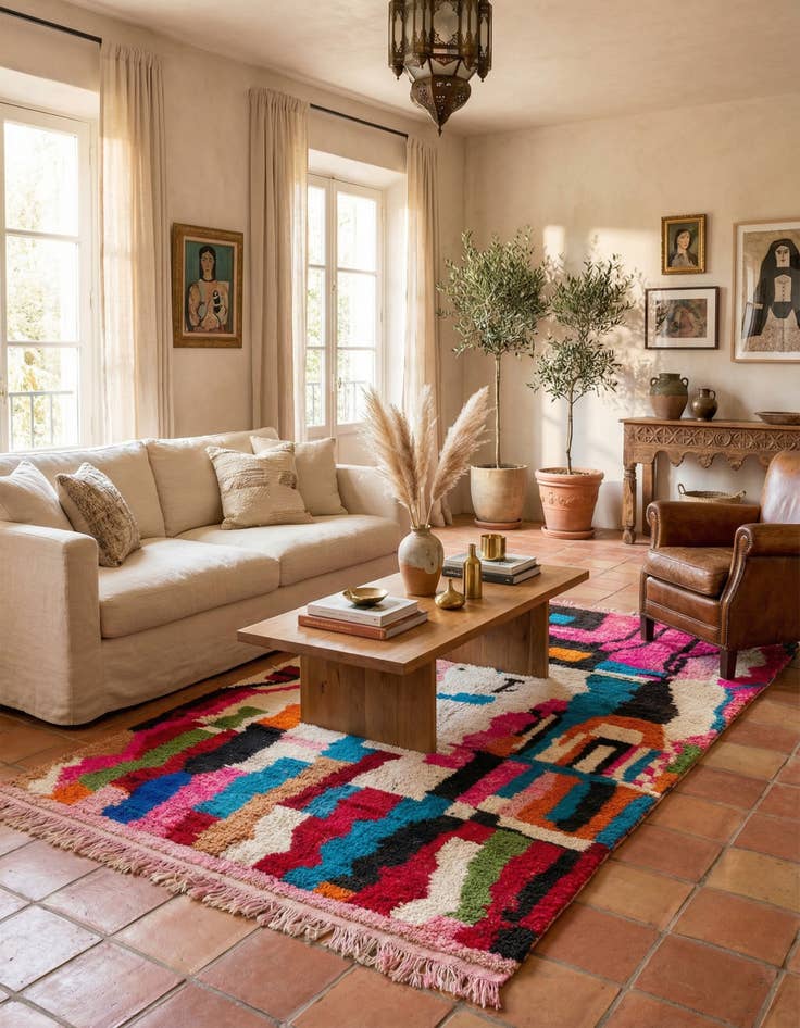 Detail image of  4' 10 x 8' 6  Hand Knotted Moroccan Wool Rug