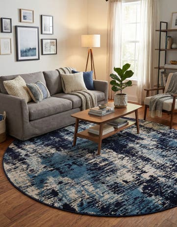 Navy Blue Laguna Round Rug
