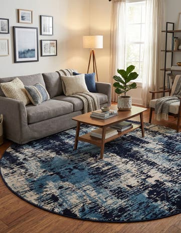 Navy Blue Laguna Round Rug