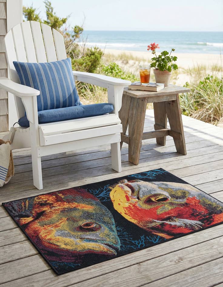 Detail image of 2' x 3'  Washable Coastal Indoor / Outdoor Rug