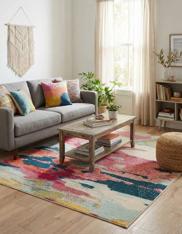 Pink Washable Hyacinth Square Rug