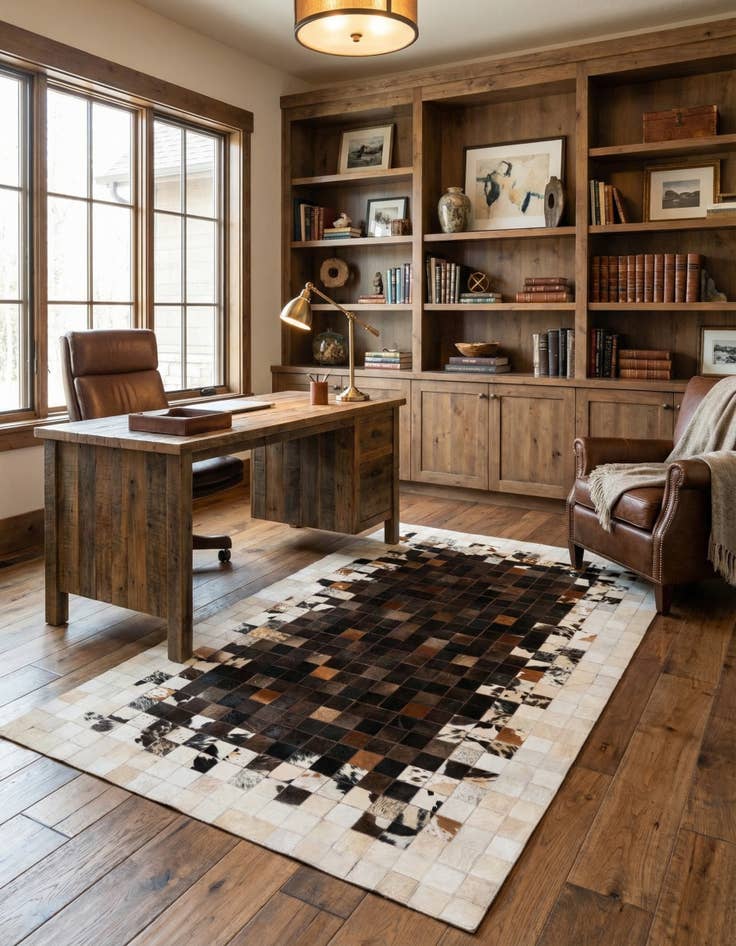 Detail image of 5' x 7' 11 Cowhide Stocks Rug