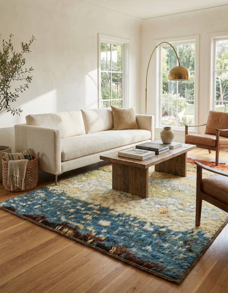 Detail image of  5' x 6' 4  Hand Knotted Darya Wool Rug