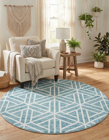 5' x 5' Lattice Trellis Round Rug