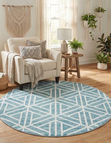 5' x 5' Lattice Trellis Round Rug
