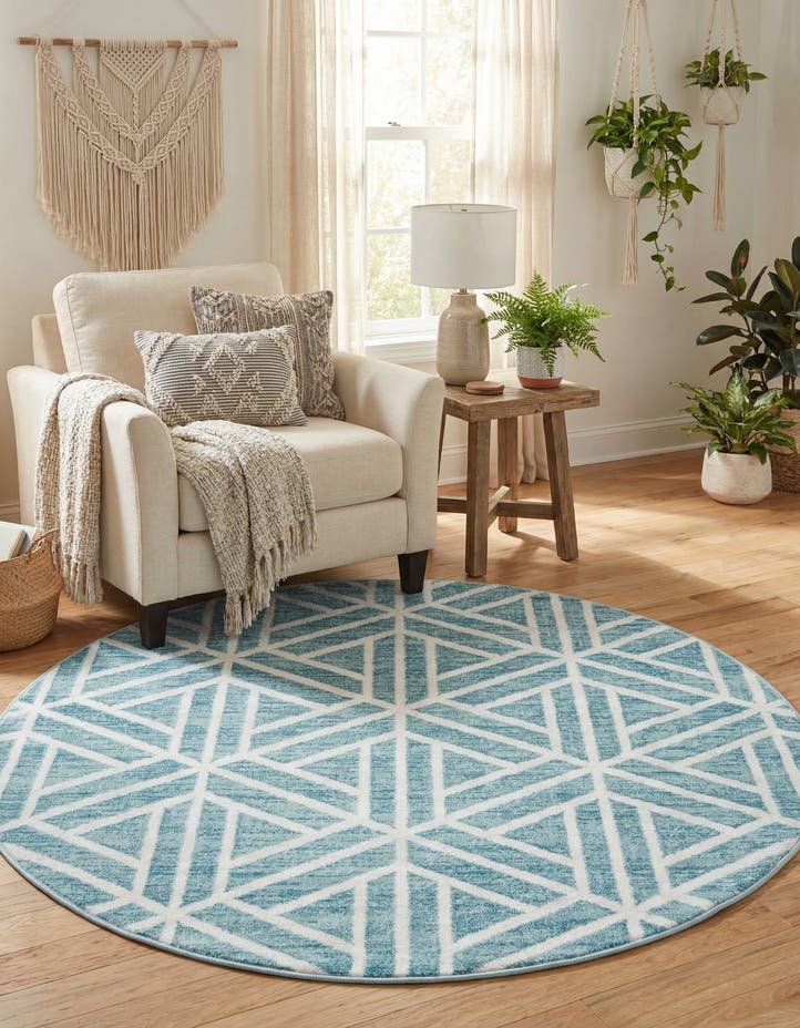 5' x 5' Lattice Trellis Round Rug
