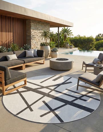 12' x 12' Easy-Clean Modern Indoor / Outdoor Round Rug