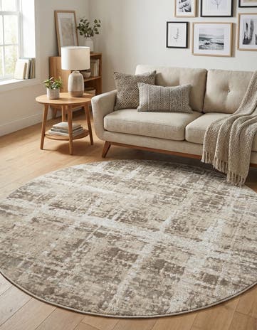 Jill Zarin Light Brown Uptown Lexington Avenue Round Rug