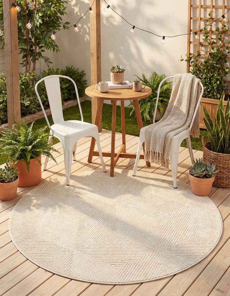 Detail image of 5' x 5' Easy-Clean Sabrina Soto Indoor / Outdoor Round Rug