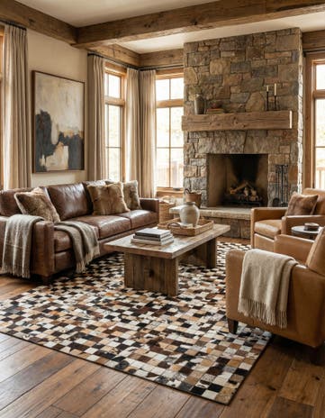 5' x 8' Cowhide Leather Rug