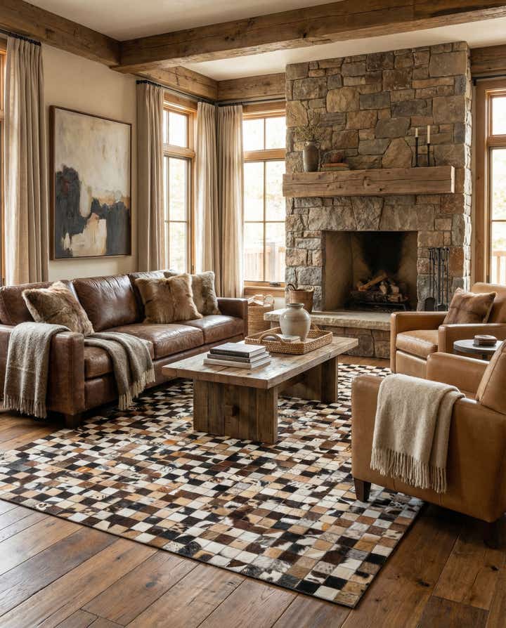 5' x 8' Cowhide Leather Rug