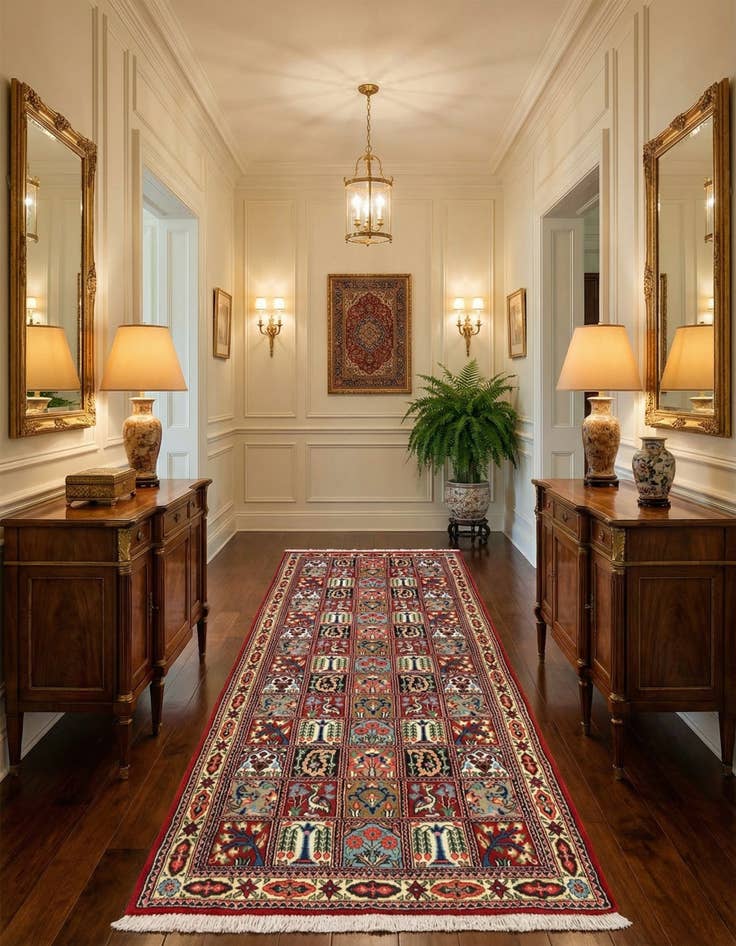 Detail image of  2' 7 x 6' 6  Hand Knotted Qom Persian Runner Rug