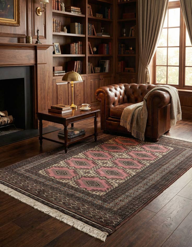 Detail image of 4' 2 x 6' 5 Hand Knotted Bokhara Oriental Wool Rug