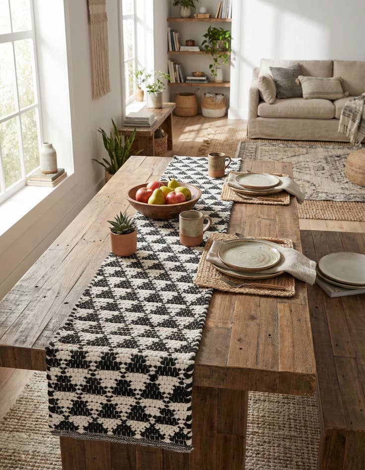 Detail image of 1' 2 x 5' 1  Hand Woven Chindi Jute Table Runner Rug