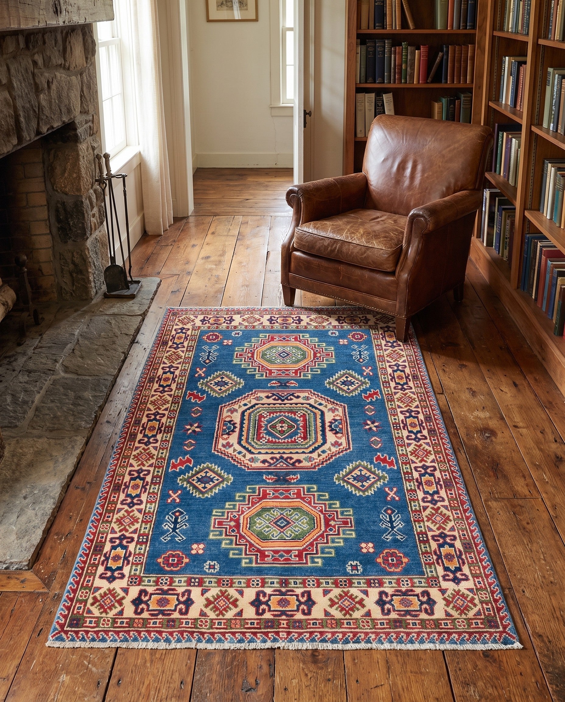 3' 4 x 5' 3 Hand Knotted Kazak Rug