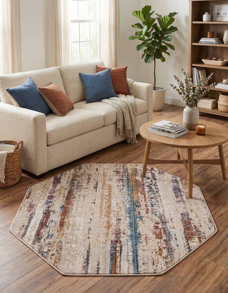 Detail image of  5' 3 x 5' 3 Deepa Octagon Rug