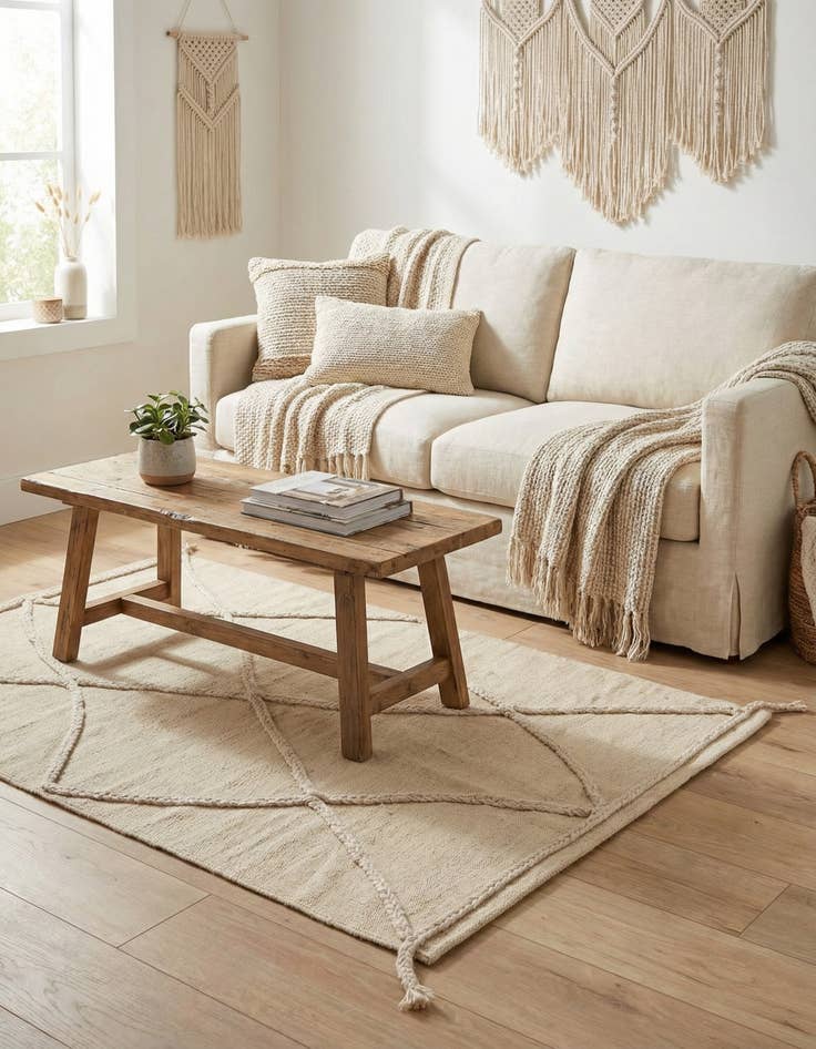 Detail image of 3' 4 x 4' 6  Hand Knotted Moroccan Wool Rug