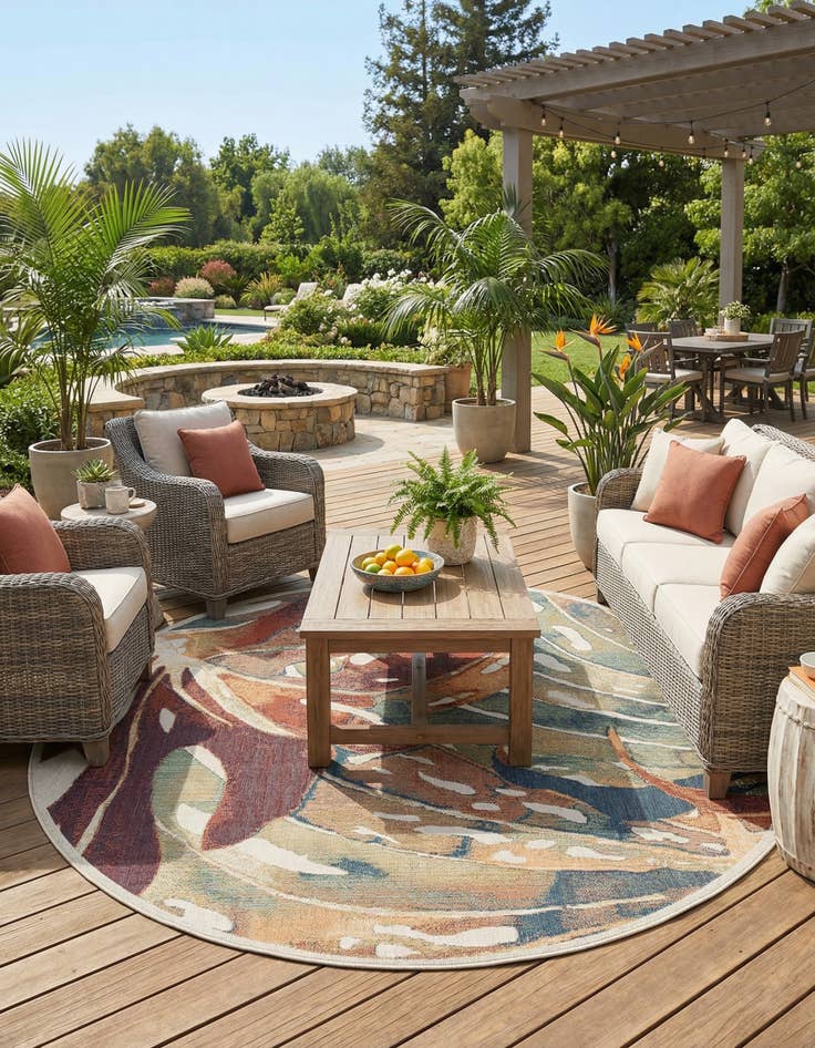 Detail image of  12' x 12'  Washable Baja Indoor / Outdoor Round Rug