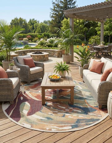 12' x 12' Easy-Clean Baja Indoor / Outdoor Round Rug