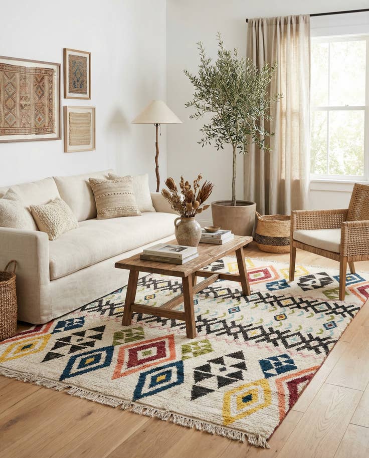 Detail image of 6' 2 x 9' 8 Hand Knotted Moroccan Wool Rug