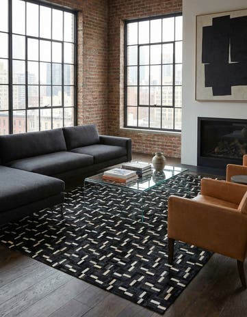 7' 9 x 9' 9 Cowhide Leather Rug