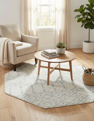 Ivory Aqua Paxon Trellis Octagon Rug