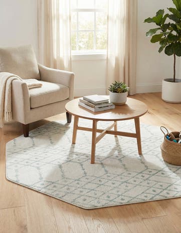 Ivory Aqua Paxon Trellis Octagon Rug