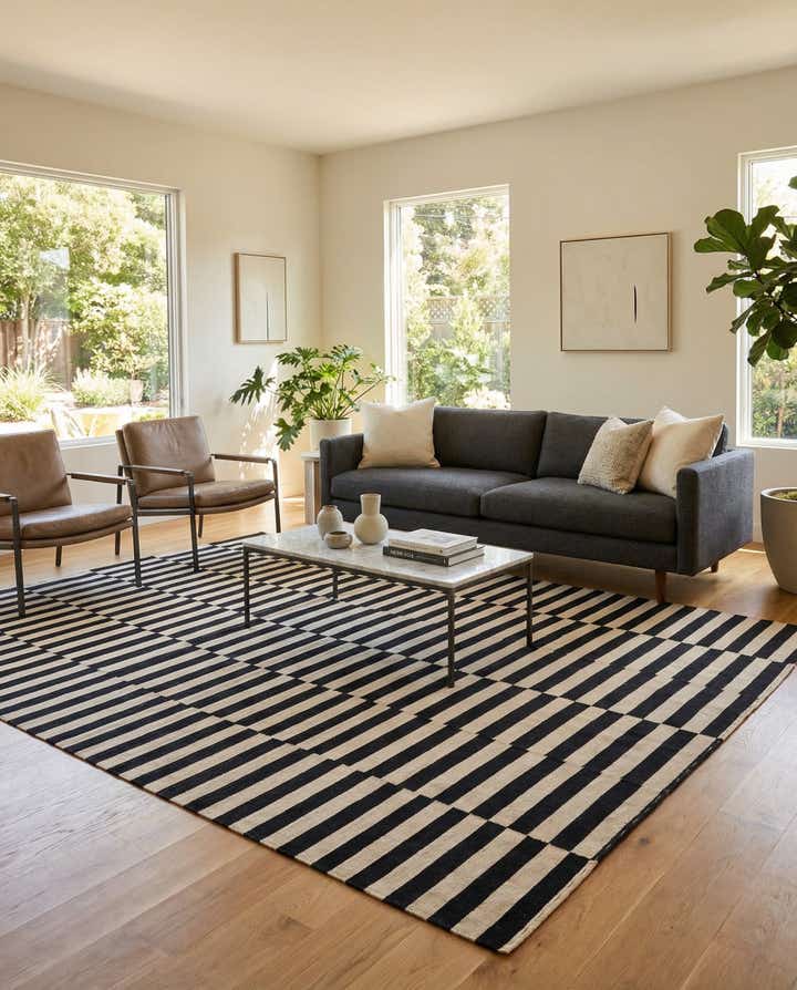 6' 8 x 9' 8 Hand Woven Kilim Modern Wool Rug