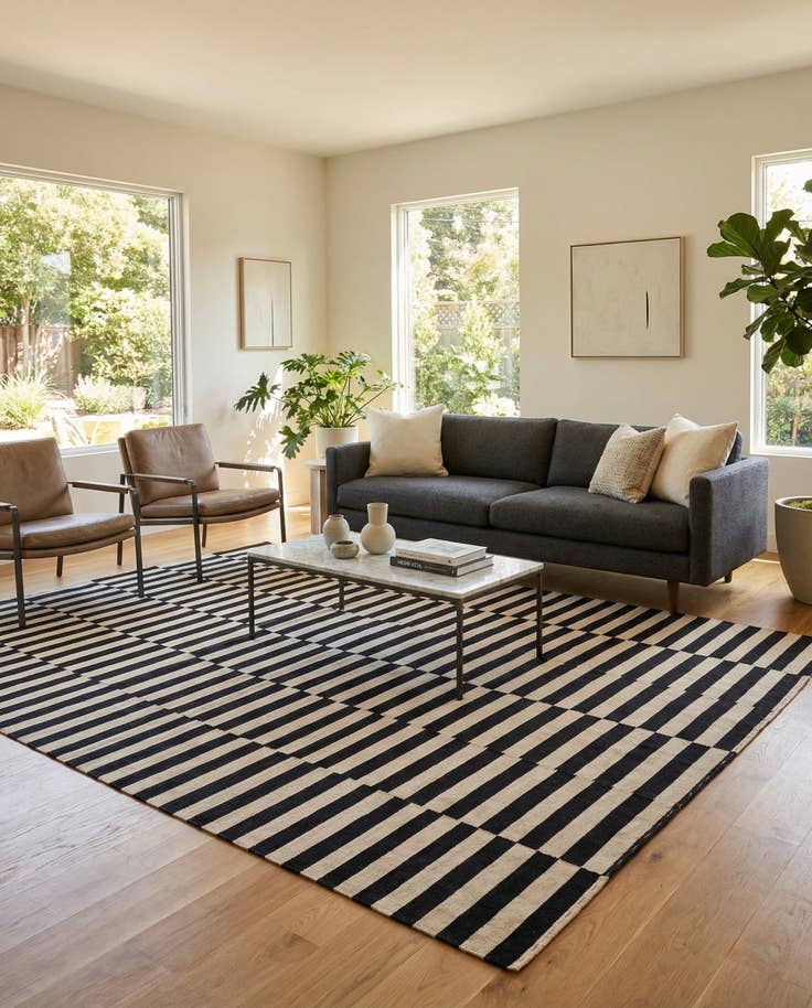 Detail image of 6' 8 x 9' 8 Hand Woven Kilim Modern Wool Rug
