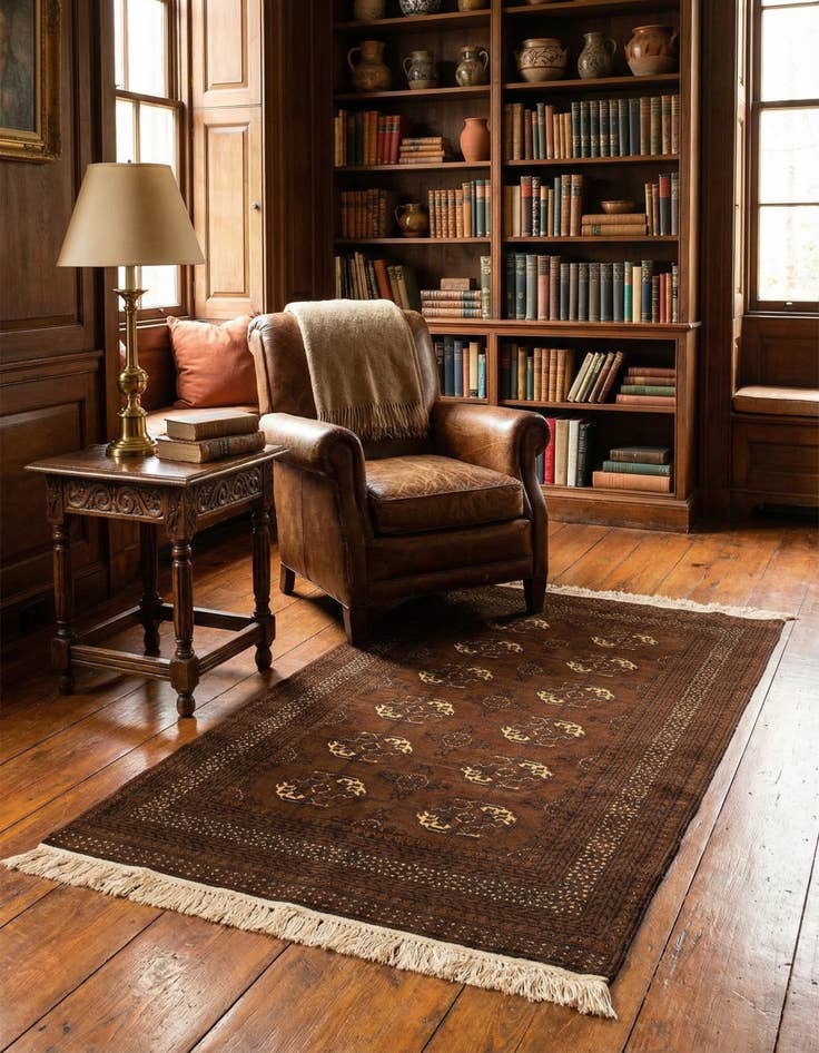 Detail image of 3' 4 x 6' 5  Hand Knotted Afghan Ersari Wool Rug