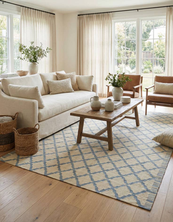 Detail image of 6' 10 x 9' 3  Hand Woven Kilim Modern Wool Rug