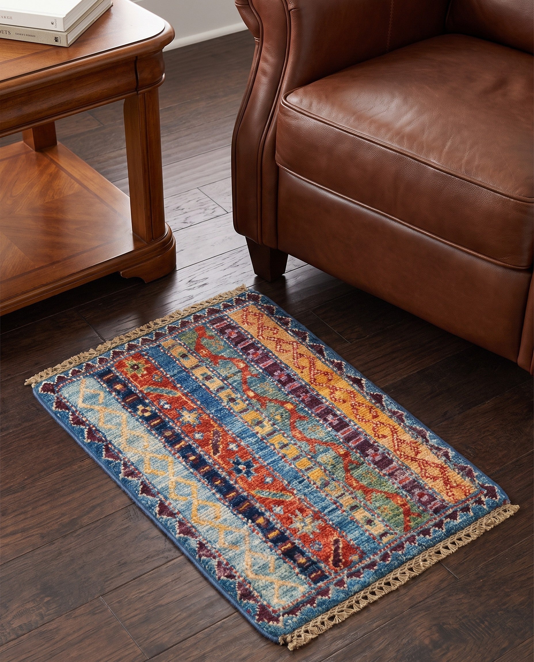 1' 4 x 2' Hand Knotted Ziegler Rug