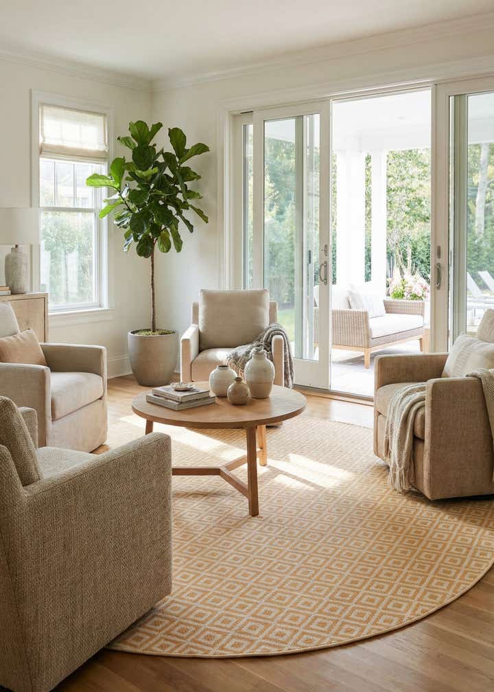 10' 8 x 10' 8 Easy-Clean Jill Zarin Costa Rica Indoor / Outdoor Round Rug