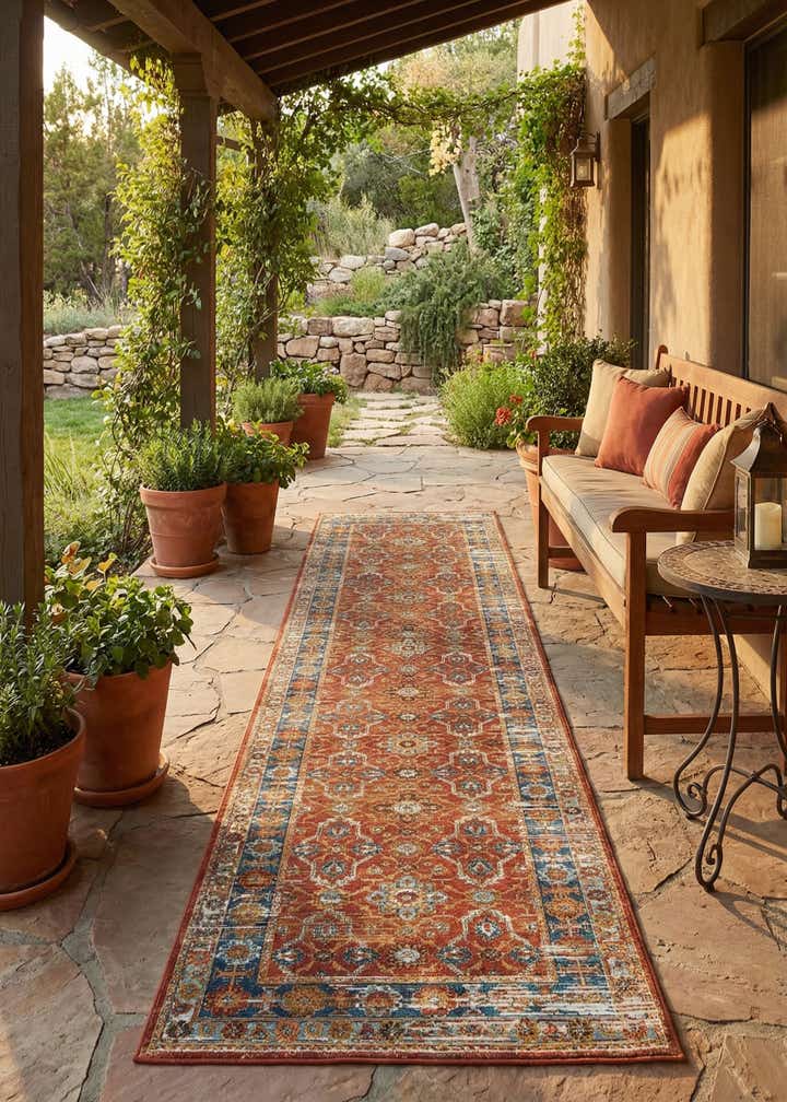 2' 7 x 12' Easy-Clean Traditional Indoor / Outdoor Runner Rug