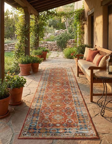 2' 7 x 12' Easy-Clean Traditional Indoor / Outdoor Runner Rug