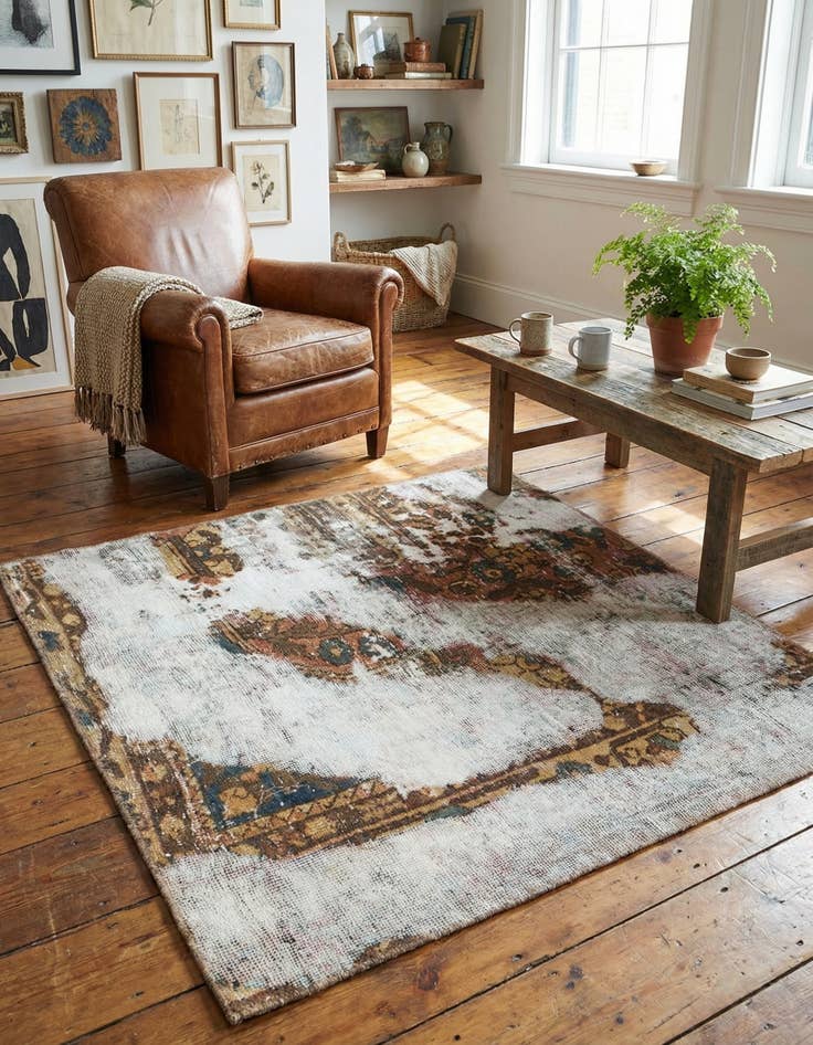 Detail image of 3' 6 x 3' 9  Hand Knotted Ultra Vintage Persian Wool Square Rug