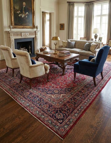 9' 9 x 12' 9 Hand Knotted Mashad Persian Wool Rug