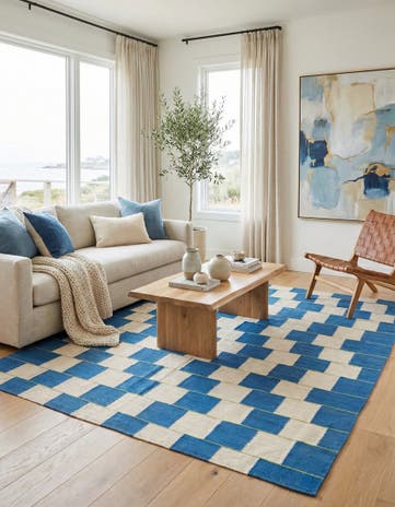 6' 4 x 7' 2 Hand Woven Kilim Modern Wool Rug