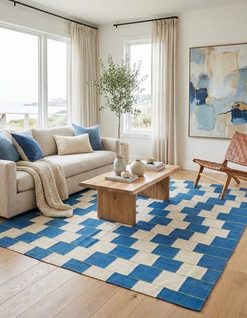 6' 4 x 7' 2 Hand Woven Kilim Modern Wool Rug